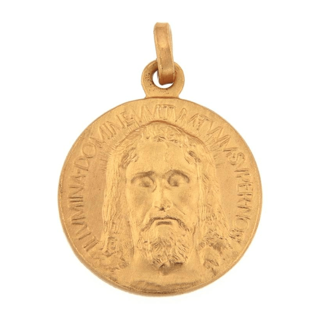 Catholically Medal Gold Medal Over Sterling 925 Holy Face Of Jesus - Holy Shroud - Oviedo Sindone