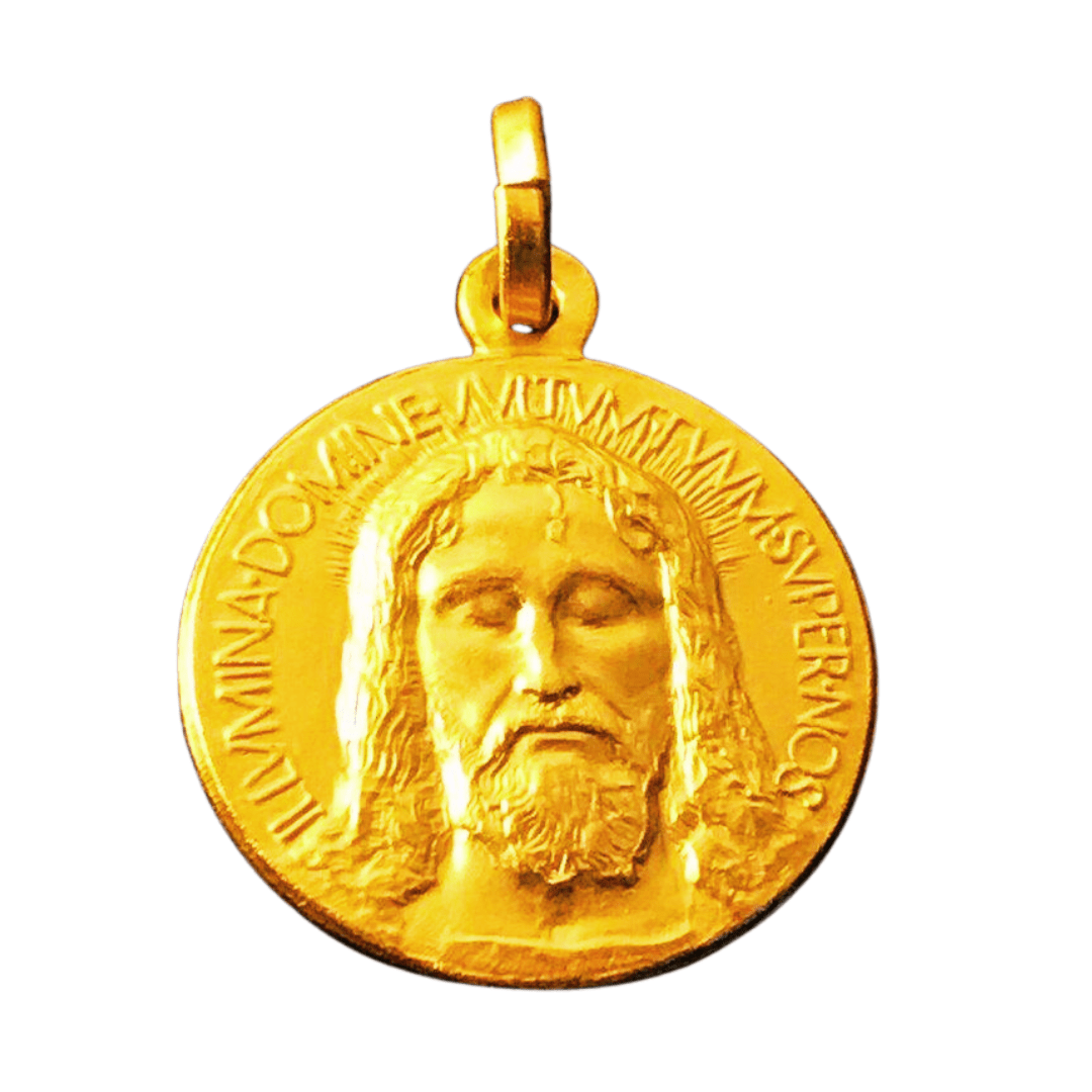 Catholically Medal Gold Medal Over Sterling 925 Holy Face Of Jesus - Holy Shroud - Oviedo Sindone