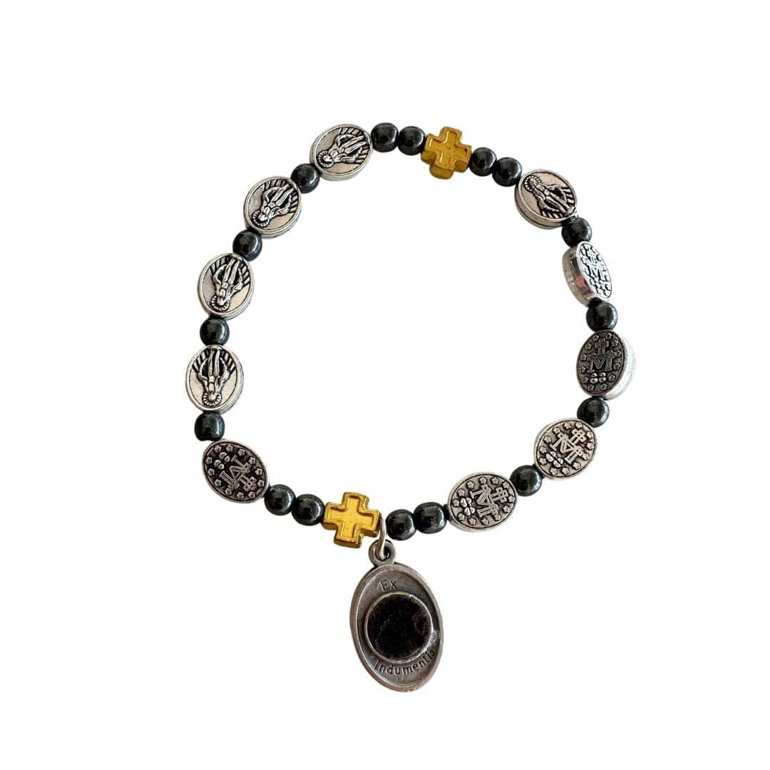 Bracelet extensible italien en ématite avec perles de pierre - Élastique  -Blessed – Catholically