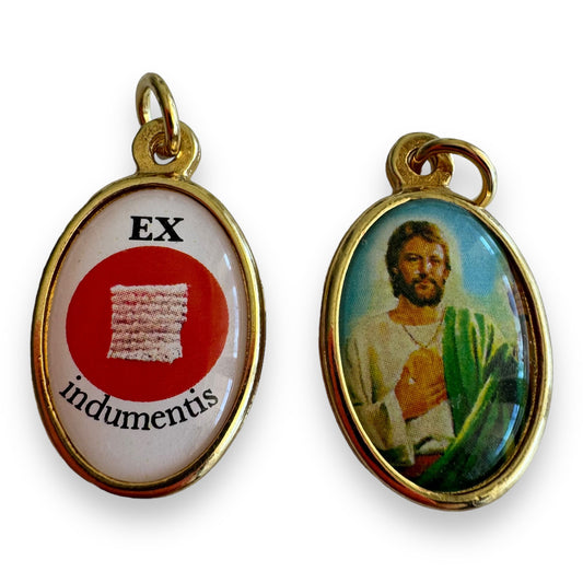 Catholically Patron Saint Medal St. Jude Thaddeus Relic Medal - 'Ex Indumentis' Sacred Relic