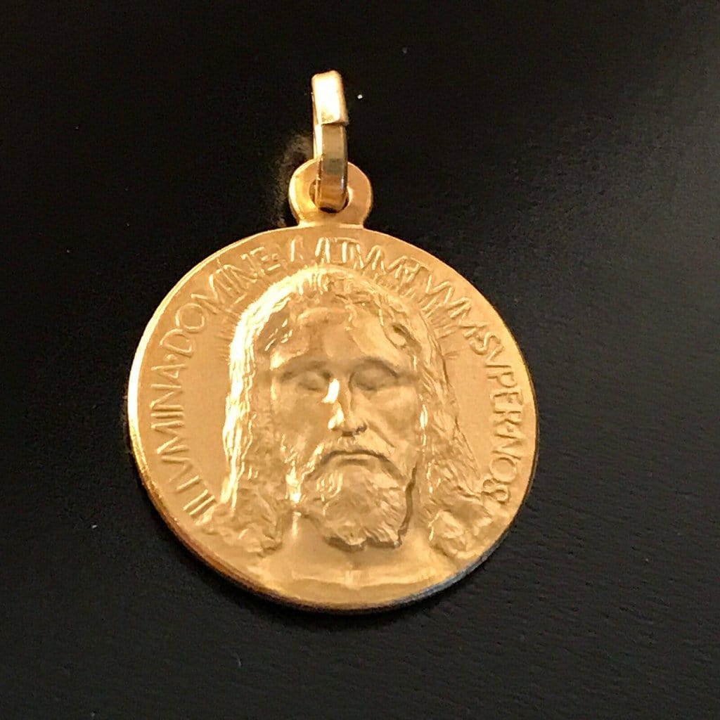 Gold Medal Over Sterling 925 Holy Face Of Jesus - Holy Shroud - Oviedo Sindone-Catholically