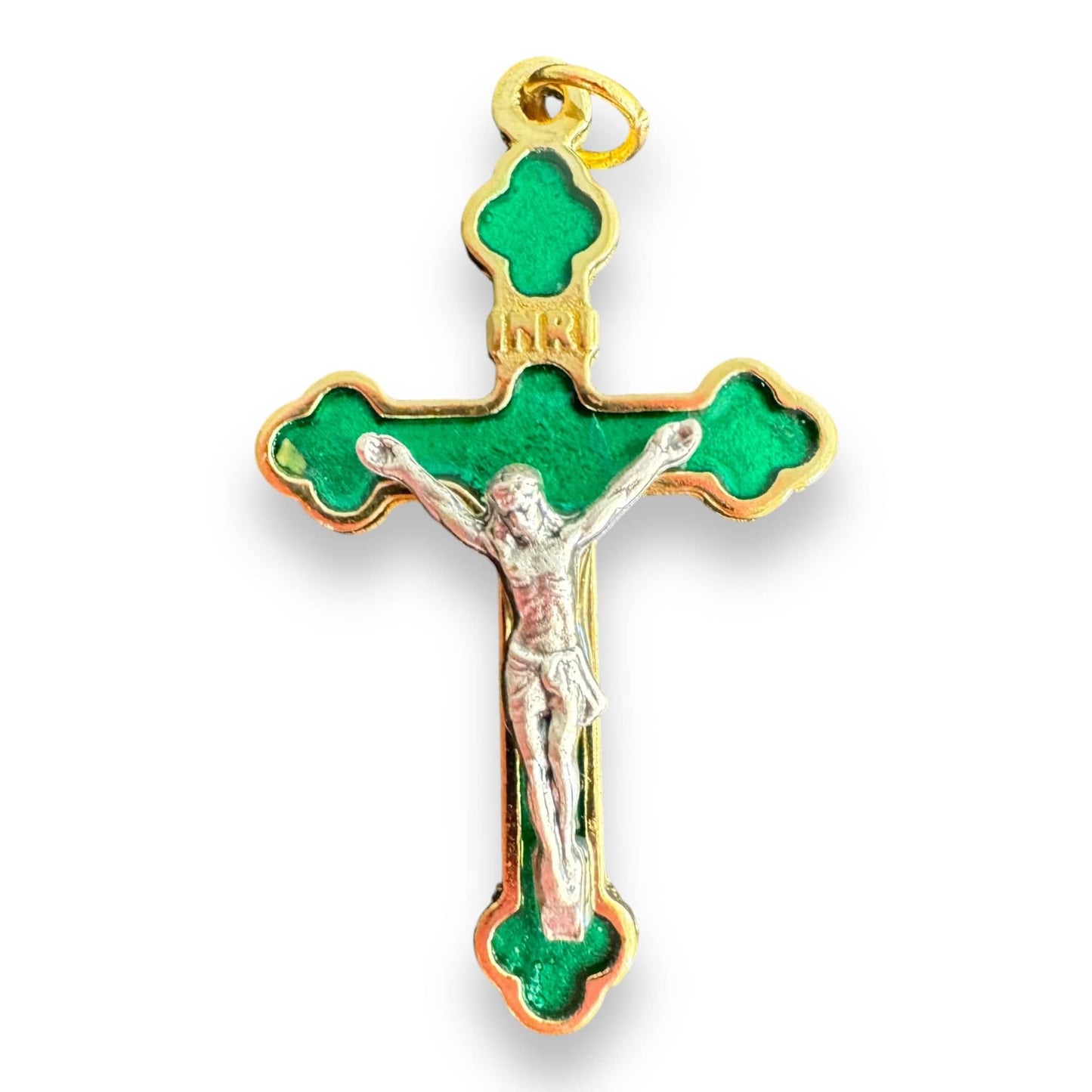 Catholically Crucifix 1 1/2" Green Budded  Pectoral Cross - Blessed By Pope Francis