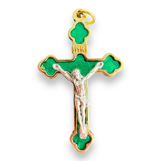 Catholically Crucifix 1 1/2" Green Budded  Pectoral Cross - Blessed By Pope Francis