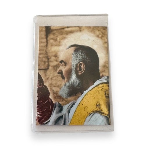 Estampa San Padre Pio Laminada Con Reliquia De 2ª Clase San Padre Pio