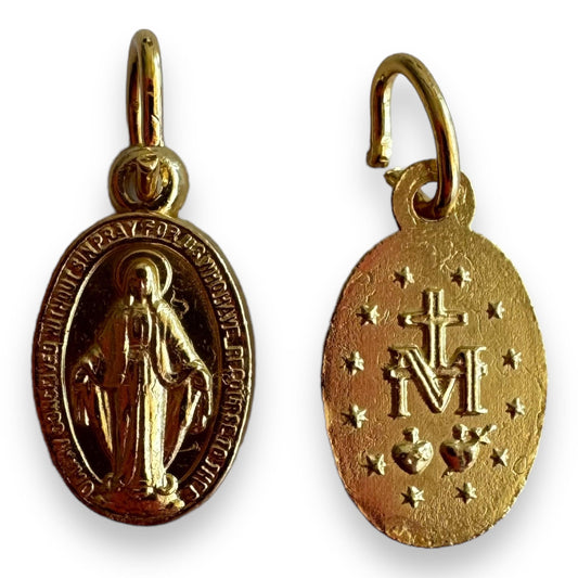 Catholically Medal 2X Tiny Gold-tone Pendants - Blessed Mother Mary Miraculous Medal - Blessed By Pope