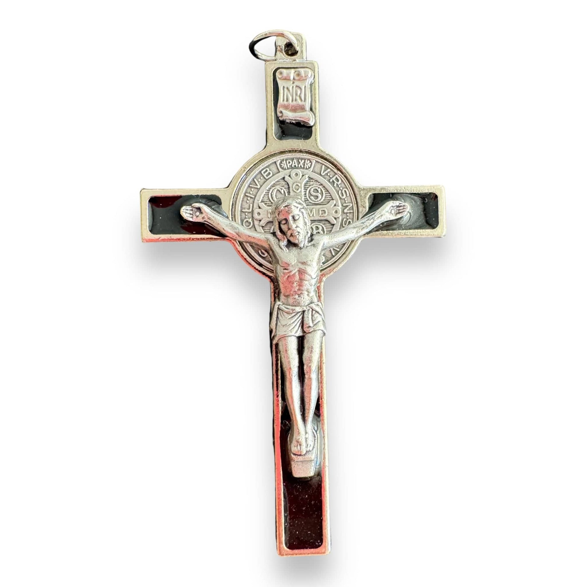 Catholically St Benedict Cross 3" St. Benedict Crucifix with Black Enamel Inlay - Blessed by Pope