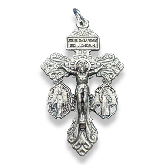 Catholically Crucifix 3-Way Pardon Indulgence Crucifix w/ St. Benedict & Miraculous Medals