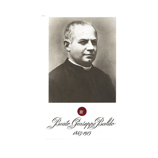 Catholically Holy Card Blessed Giuseppe Baldo Prayer Card with relic ex-idumentis