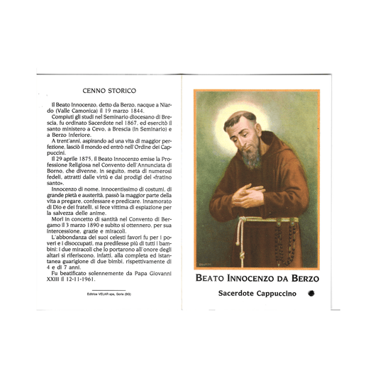 Catholically Holy Card Blessed Innocenzo da Berzo Holy Card with relic ex-indumentis