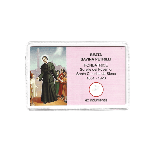 Catholically Holy Card Blessed Savina Petrilli Relic Card ex-indumentis