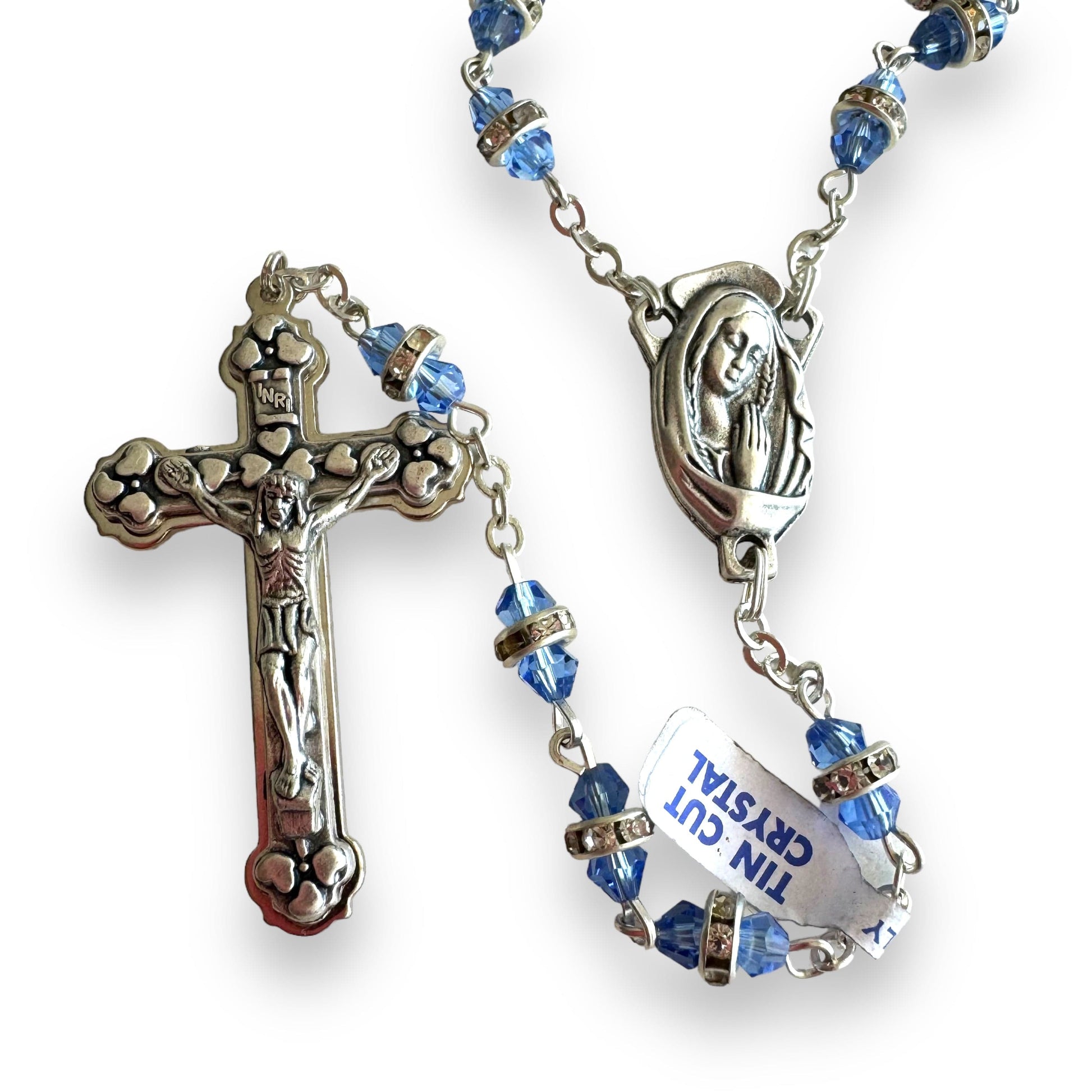 Catholically Rosaries Blessed Virgin Mary - Shiny Crystal Rosary - Rhinestone - Blessed By Pope