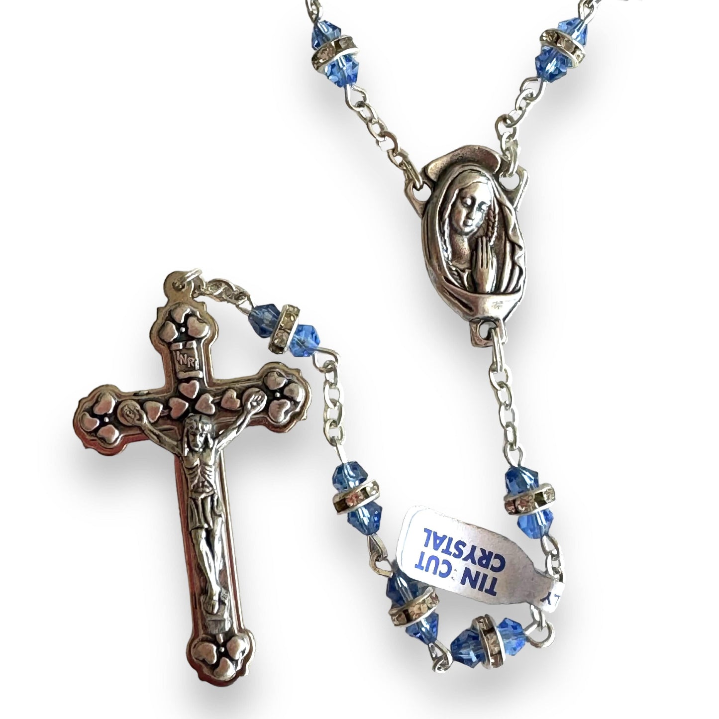 Catholically Rosaries Blessed Virgin Mary - Shiny Crystal Rosary - Rhinestone - Blessed By Pope