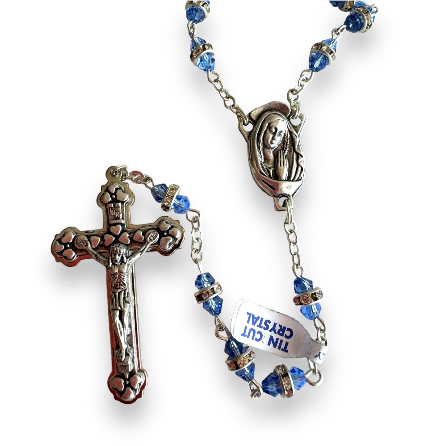 Catholically Rosaries Blessed Virgin Mary - Shiny Crystal Rosary - Rhinestone - Blessed By Pope