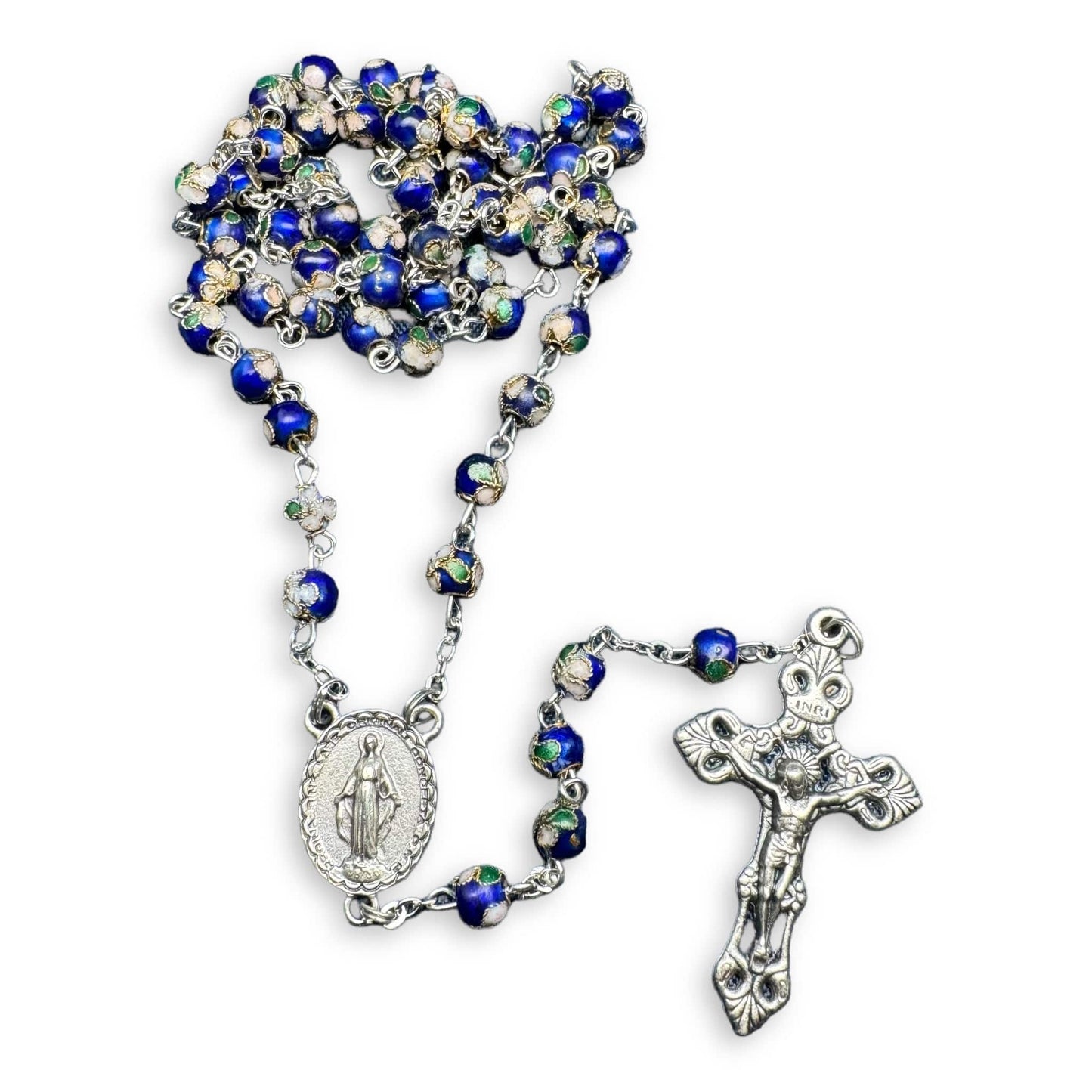 Catholically Rosaries Blue Cloisonne - Catholic Rosary - Small Beads - Blessed By Pope Francis
