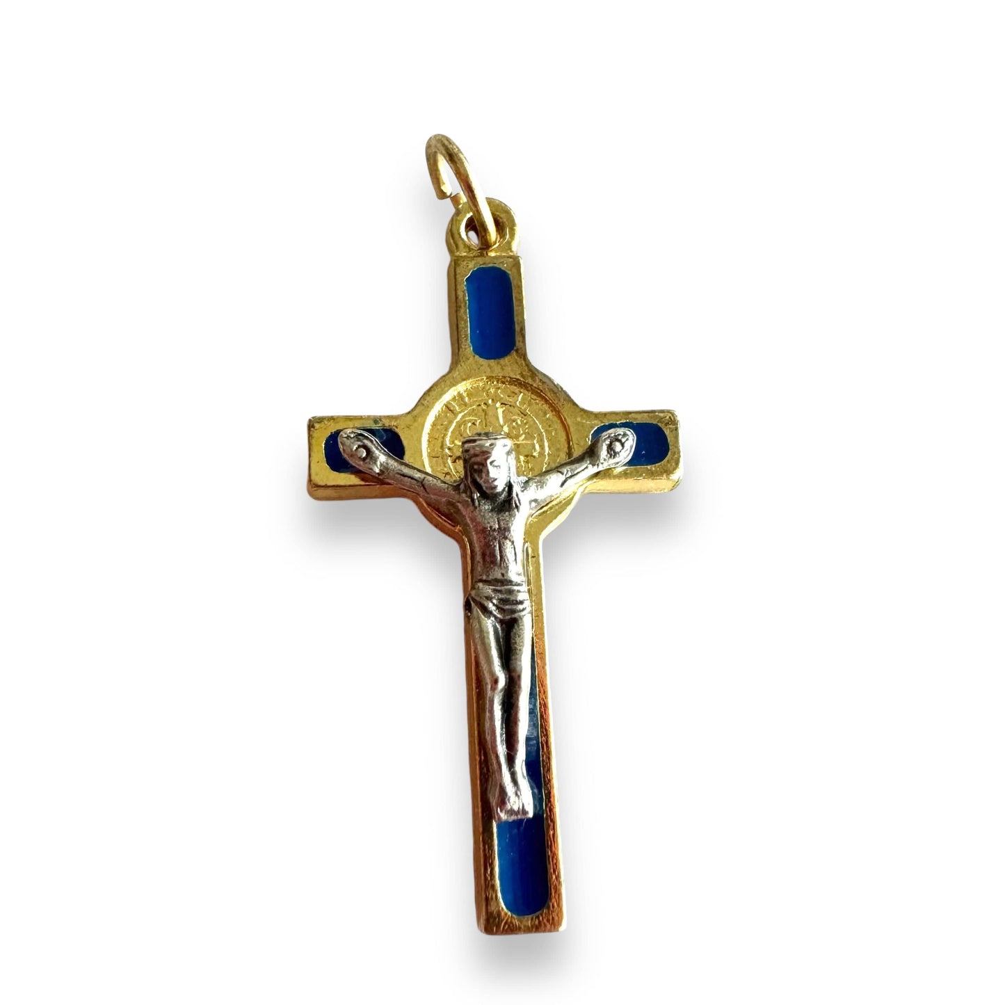 Catholically St Benedict Cross Blue Cross St. Benedict - Tiny Pendant - Rosary Parts - Crucifix