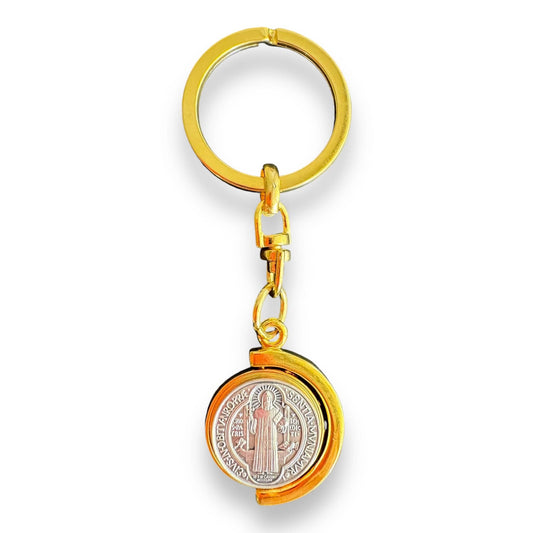 Catholically Keyring Dual Color Key Chain - St. Saint Benedict Key Ring Medallion Exorcism Blessed