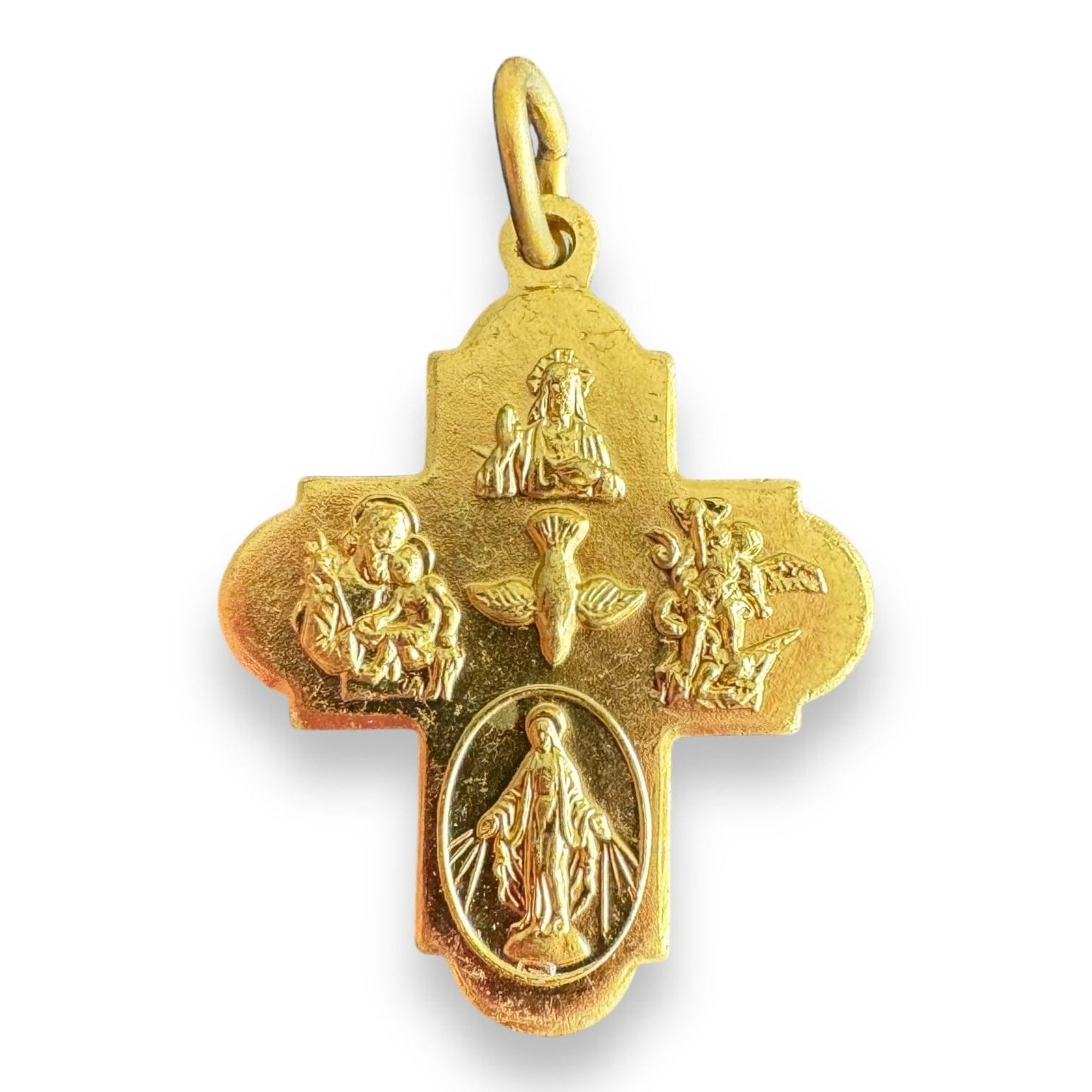 Catholically Crucifix Four Way Greek Cross - Golden Tone Crucifix - Blessed By Pope - Rosary Parts