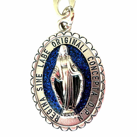 Catholically Keyring Glittery Miraculous Medal | Catholic | Key Ring | Keychain | Blessed By Pope