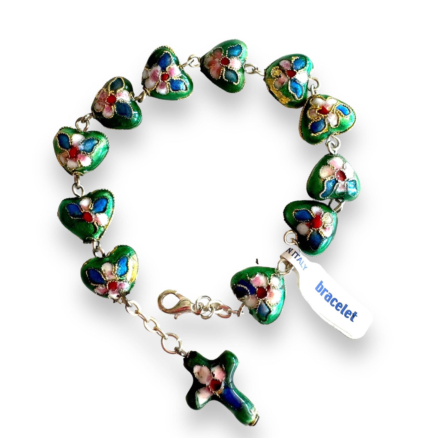 Catholically Bracelet Green Bracelet Cloisonne Rosary  - Blessed By Pope  W/ COA