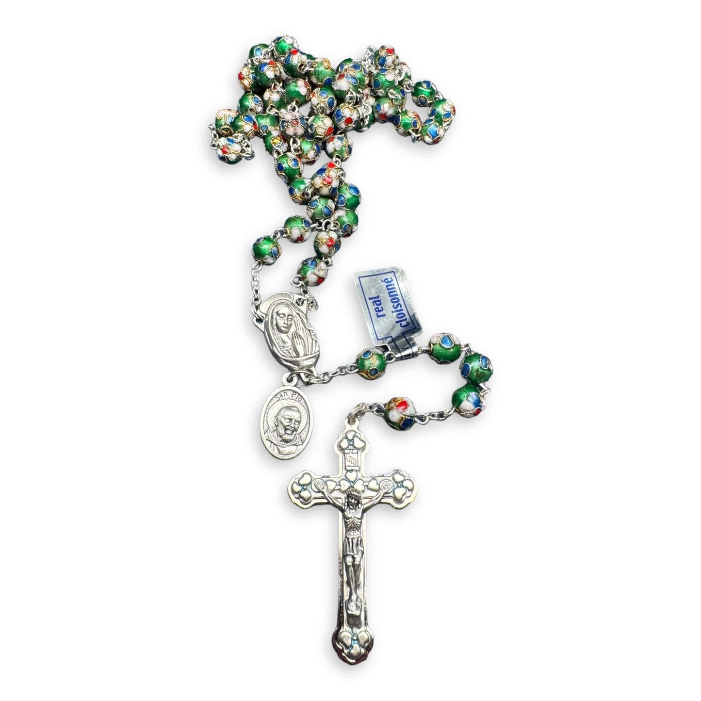 Catholically Rosaries Green Cloisonne Relic Rosary Blessed By Pope - Prayer Beads