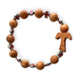Catholically Bracelet Handcrafted Wooden Bracelet with Tau Cross and Red Celtic Crosses