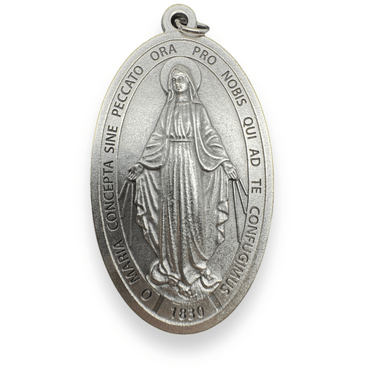 Catholically Medal Huge Miraculous Medal 3" with Blue Enamel - Blessed By Pope