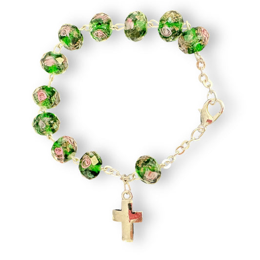 Catholically Bracelet Italian Venetian Glass Murrina 10 beads Bracelet Blessed By Pope Francis