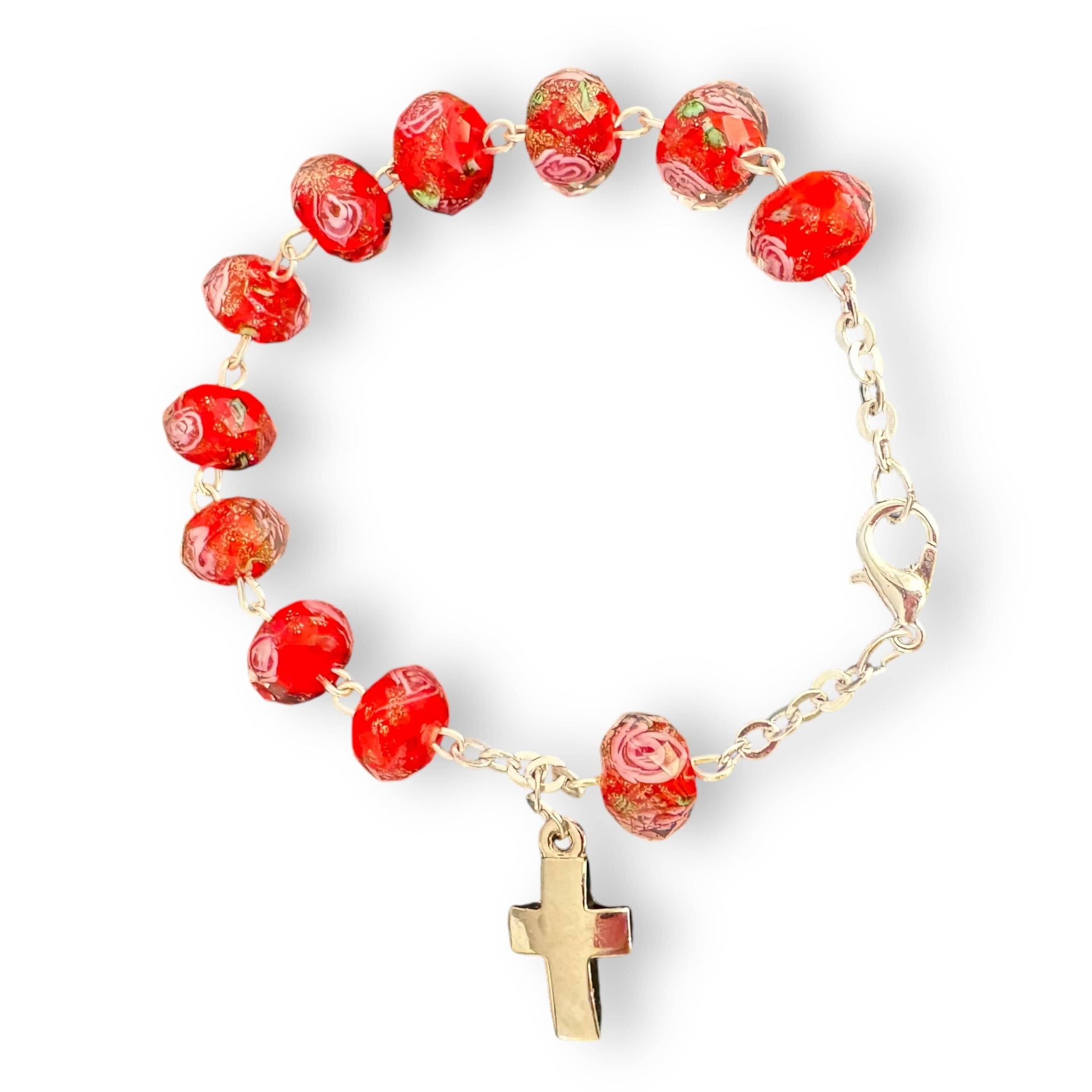 Catholically Bracelet Italian Venetian Glass Murrina 10 beads Bracelet Blessed By Pope Francis