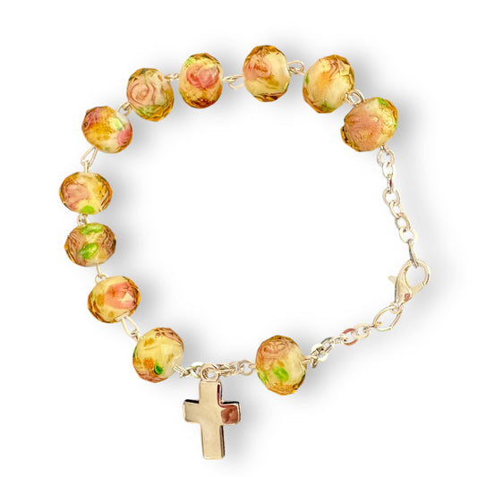 Catholically Bracelet Italian Venetian Glass Murrina 10 beads Bracelet Blessed By Pope Francis