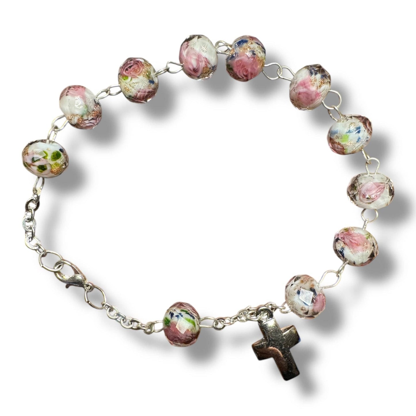 Catholically Bracelet Italian Venetian Glass Murrina 10 beads Bracelet Blessed By Pope Francis