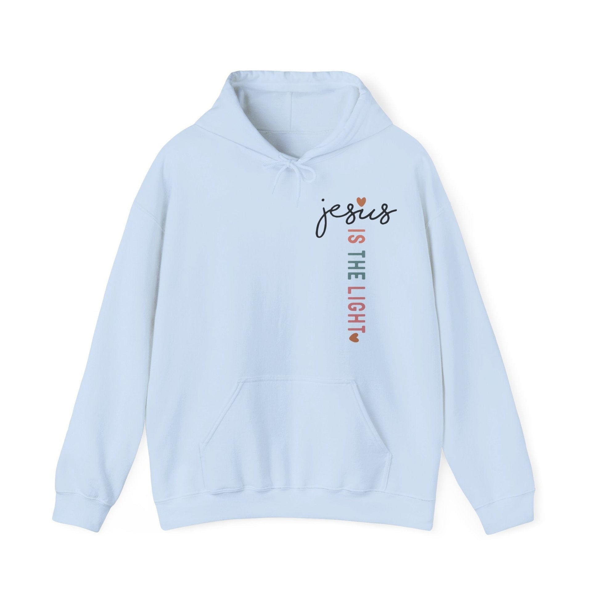 Printify Hoodie Light Blue / S Jesus is the Light Unisex Hooded Sweatshirt - Faith & Comfort