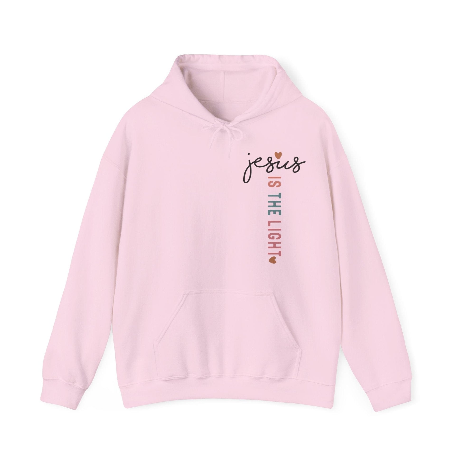 Printify Hoodie Light Pink / S Jesus is the Light Unisex Hooded Sweatshirt - Faith & Comfort