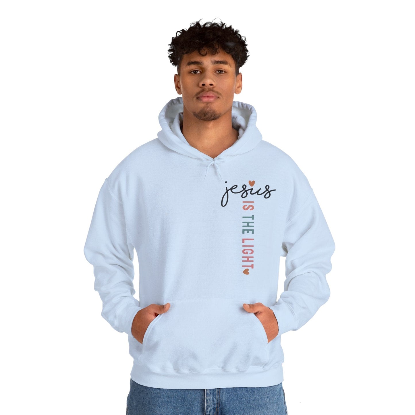 Printify Hoodie Jesus is the Light Unisex Hooded Sweatshirt - Faith & Comfort