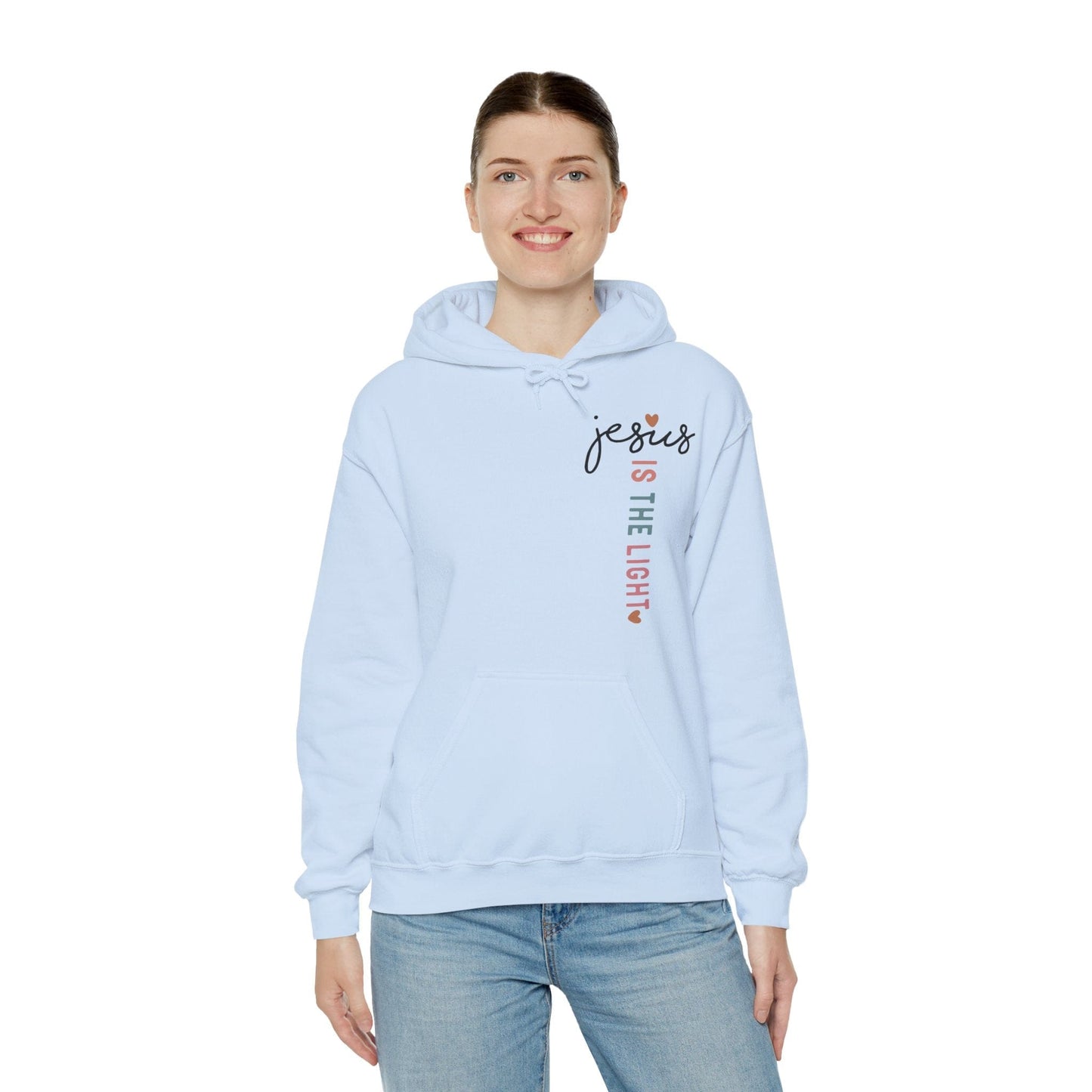 Printify Hoodie Jesus is the Light Unisex Hooded Sweatshirt - Faith & Comfort