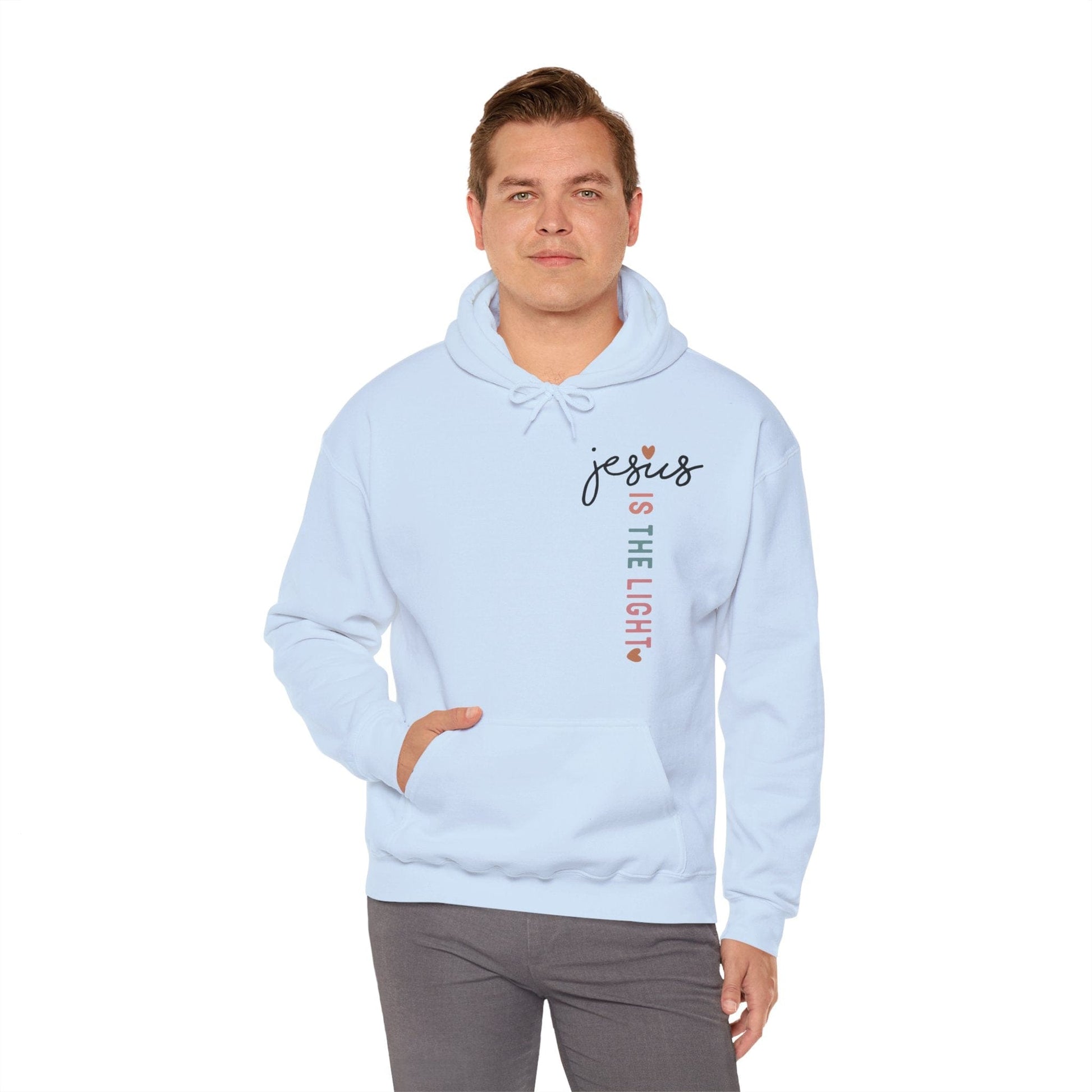 Printify Hoodie Jesus is the Light Unisex Hooded Sweatshirt - Faith & Comfort