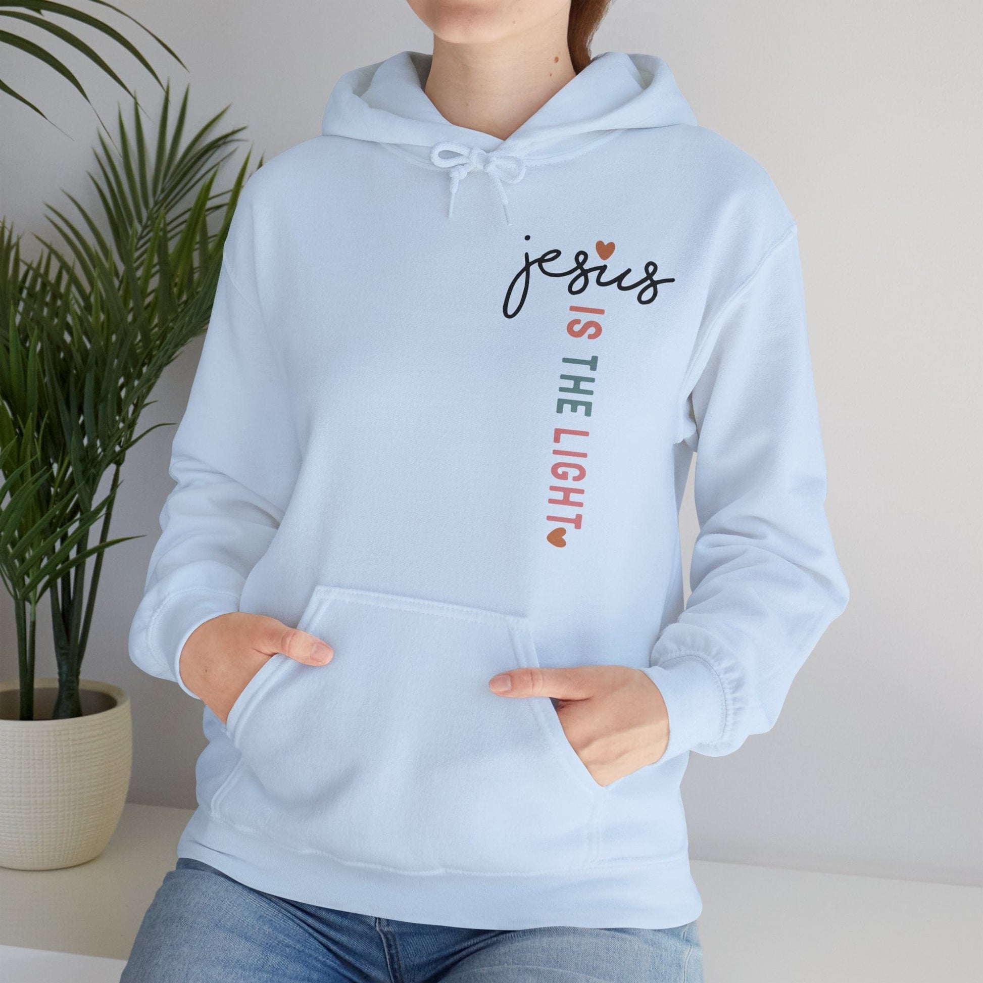 Printify Hoodie Jesus is the Light Unisex Hooded Sweatshirt - Faith & Comfort