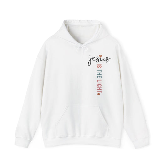 Printify Hoodie White / S Jesus is the Light Unisex Hooded Sweatshirt - Faith & Comfort