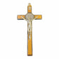 Catholically St Benedict Cross Light Wood 6 1/4" St. Benedict Cross Crucifix -Exorcism cross -Blessed -San Benito