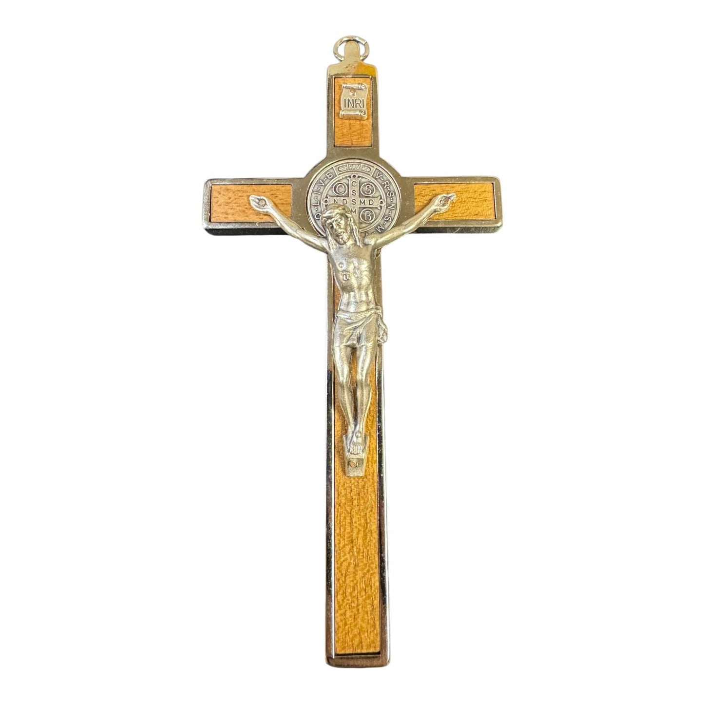 Catholically St Benedict Cross Light Wood 6 1/4" St. Benedict Cross Crucifix -Exorcism cross -Blessed -San Benito