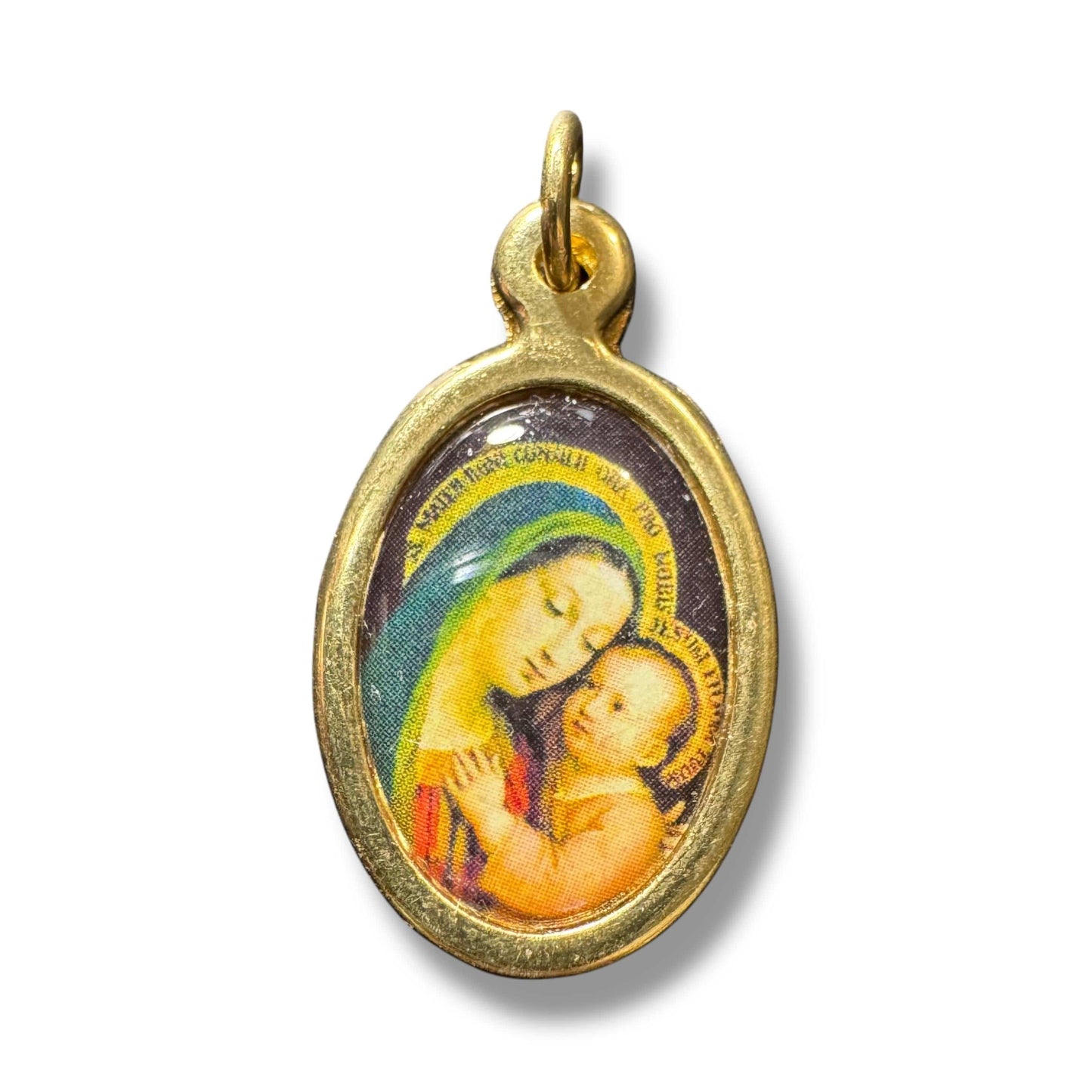 Catholically Medal Madonna and Child Oval Medal – Gold-Tone Catholic Pendant