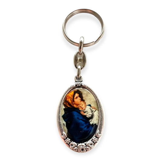 Catholically Keyring Madonna of The Street With Jesus -Our Lady Virgin Catholic Key Ring  Keychain