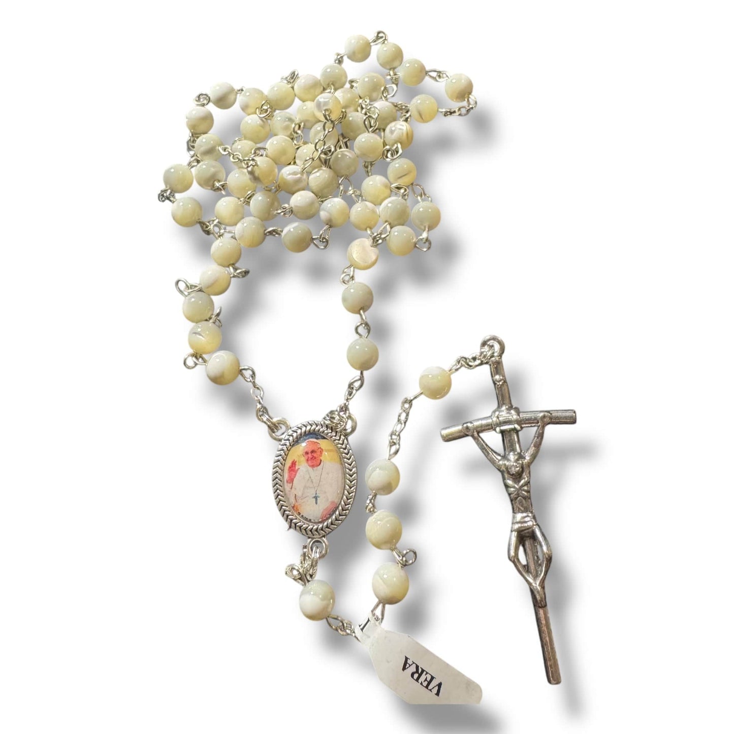 Catholically Rosaries Mother of Pearl Mop Rosary - Blessed Pope Francis On Request