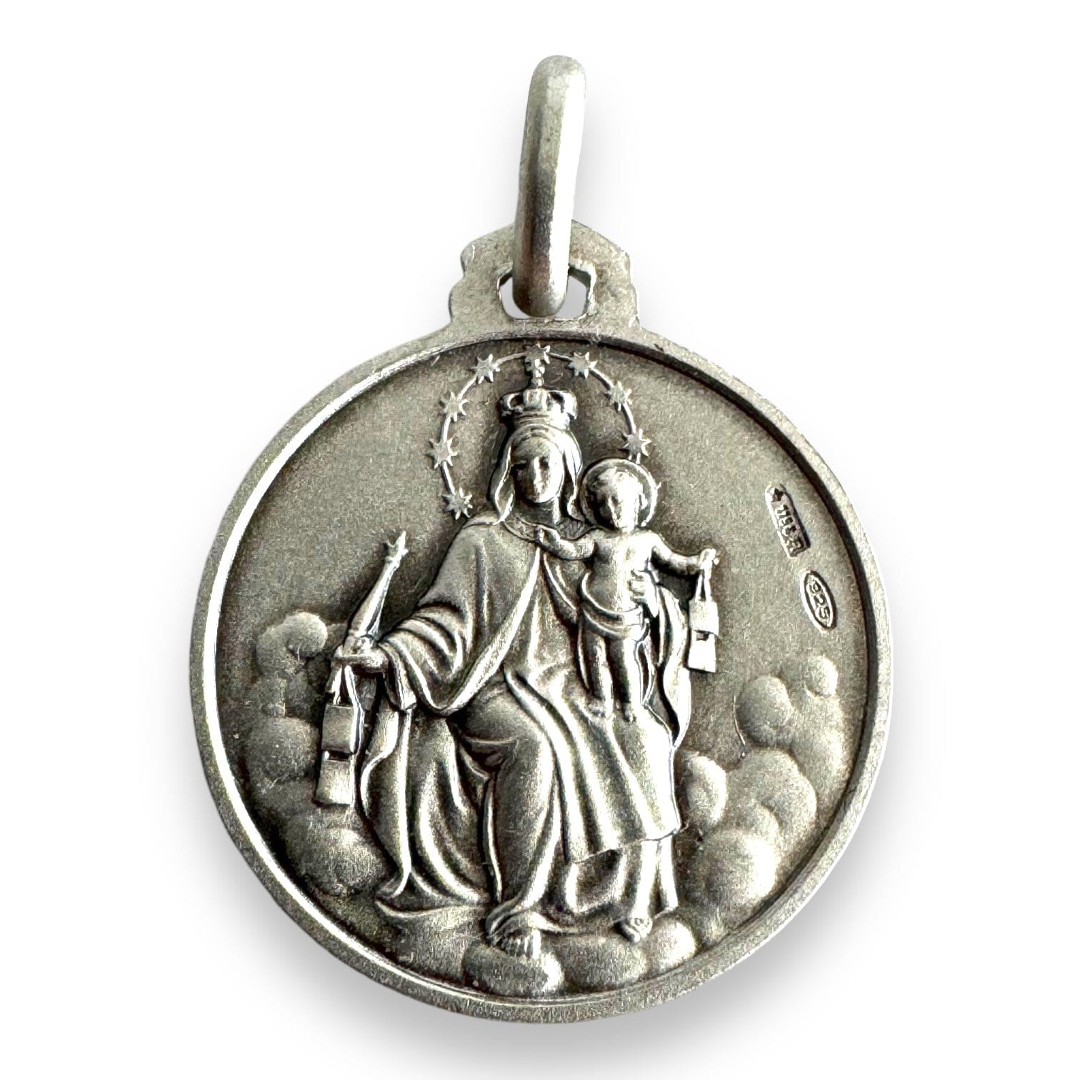 Catholically Medal Our Lady Of Mount Carmel & Sacred Heart Scapular 925 medal