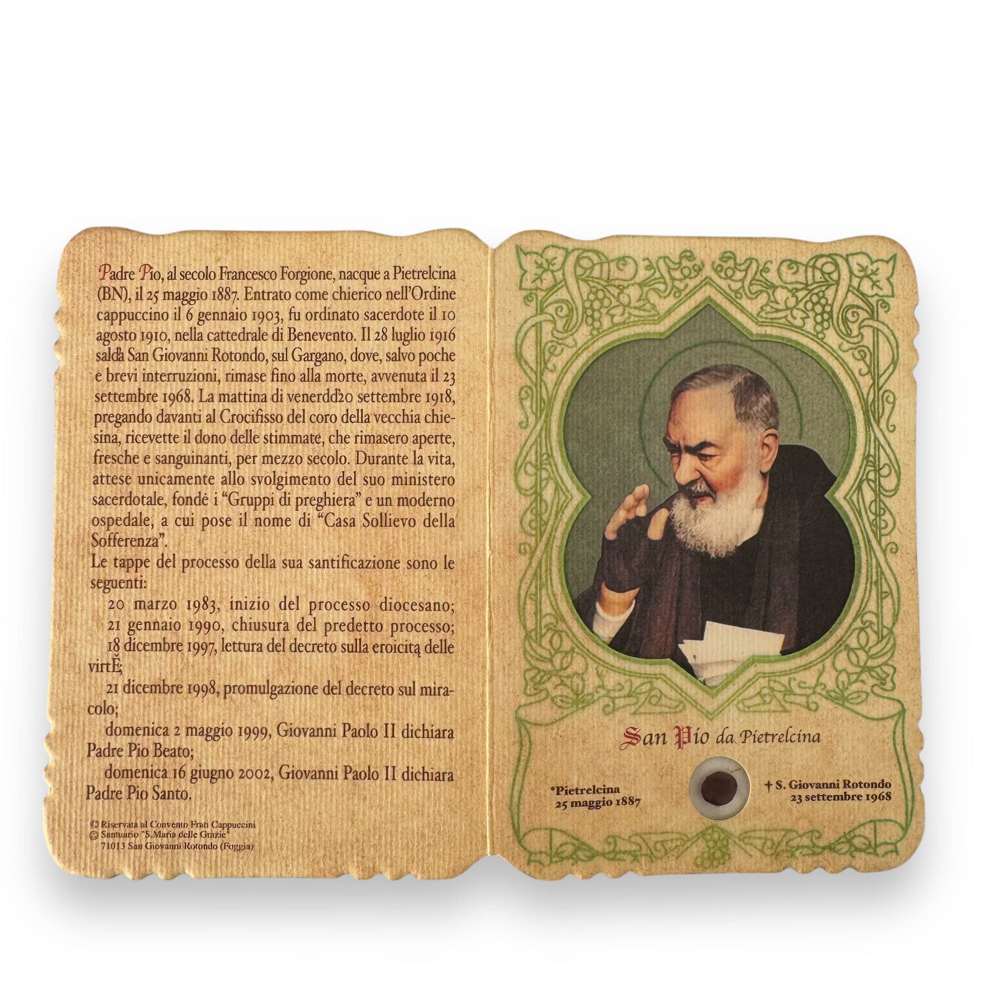 Catholically Holy Card Padre Pio Holy Card - St. Pio vintage Prayer Card