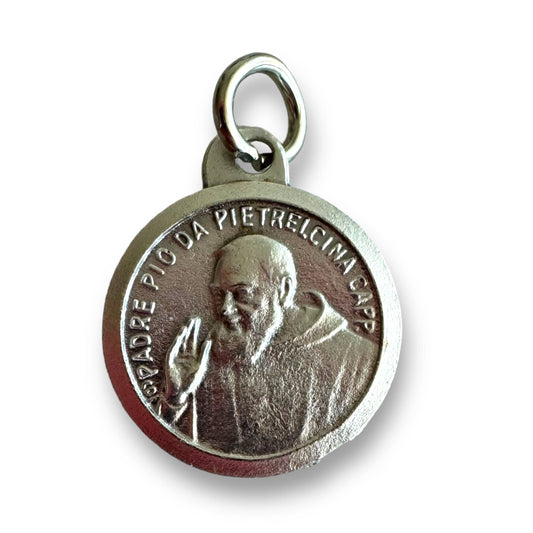 Catholically Patron Saint Medal Padre Pio Relic Medal - Silver-Tone Pendant with 'Ex Indumentis' Relic