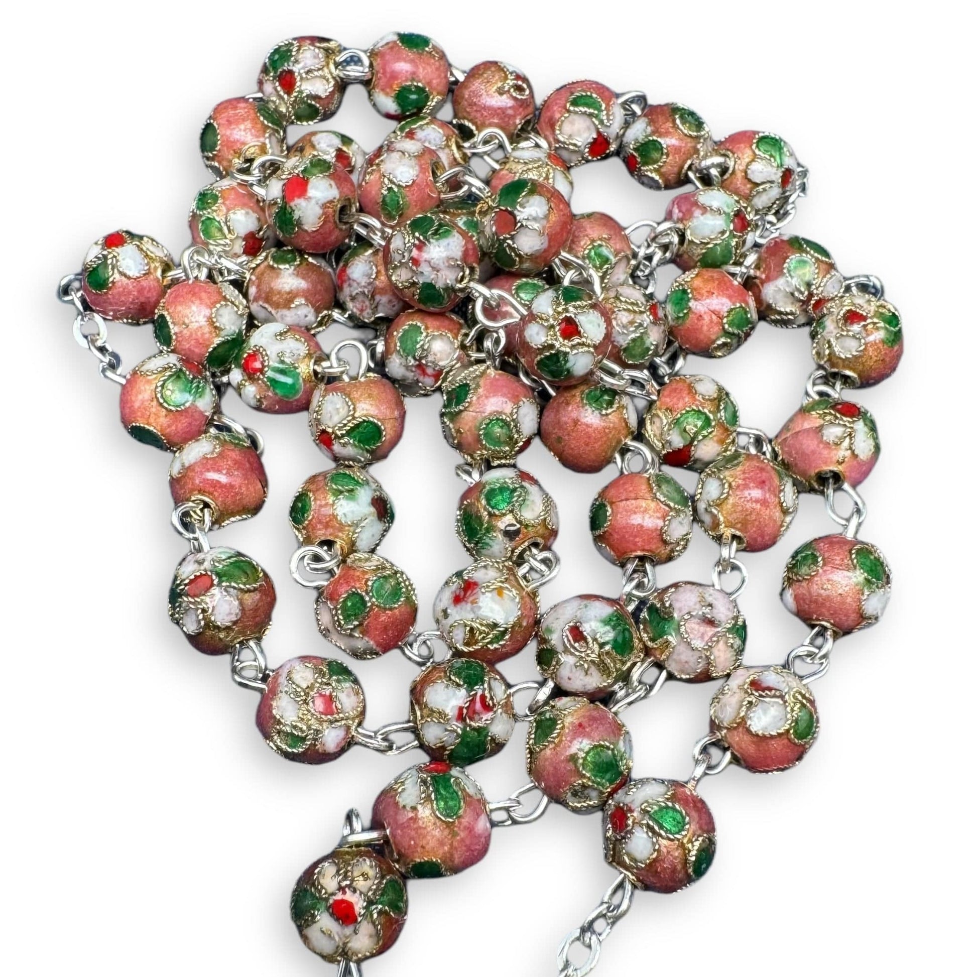 Catholically Rosaries Pink Cloisonne Rosary  - Blessed By Pope Francis - w/ COA