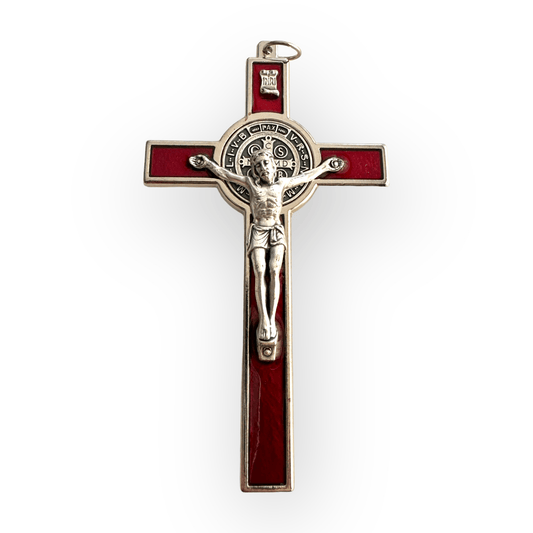 Catholically St Benedict Cross Red 4 1/2" St. Benedict Crucifix - Exorcism Cross  - Blessed - San Benito Cruz