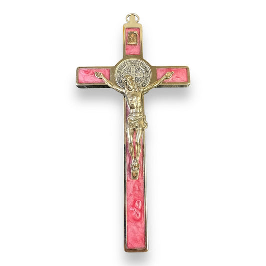 Catholically St Benedict Cross Red 6 1/4" Saint Benedict Wall Crucifix - Exorcism Cross - Blessed By Pope