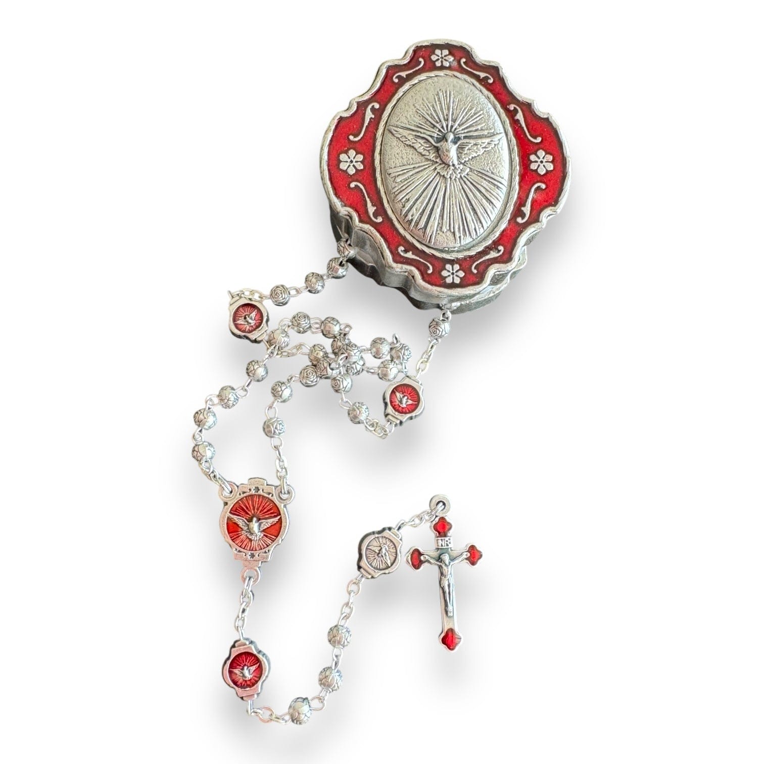 Catholically Rosaries Red Holy Spirit Tiny Rosary with Dove Box – Blessed in Rome