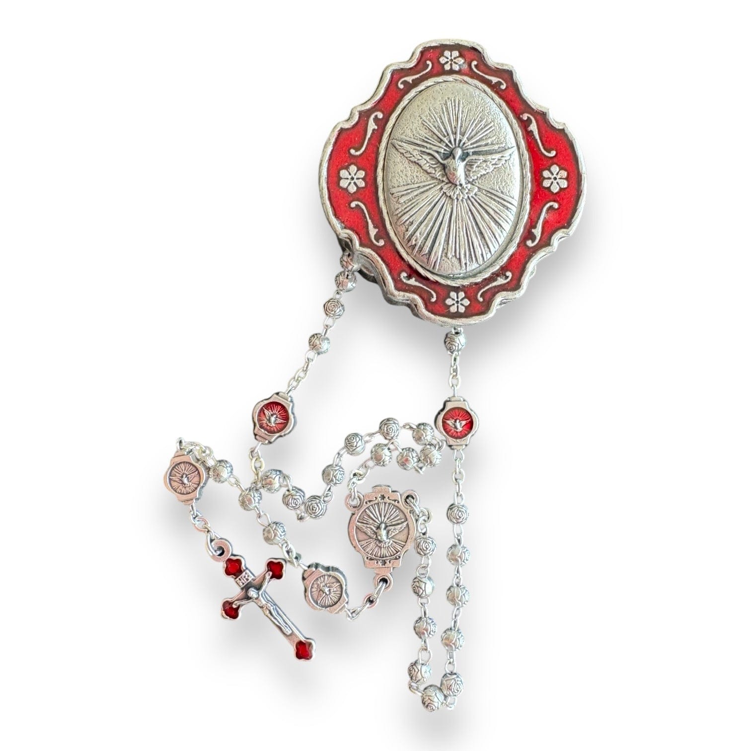 Catholically Rosaries Red Holy Spirit Tiny Rosary with Dove Box – Blessed in Rome